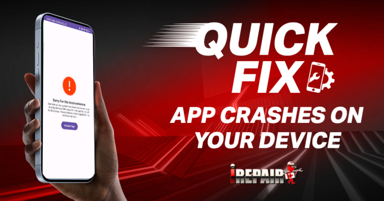 A visual guide depicting steps to fix app crashes on a device, featuring troubleshooting tips and solutions.
