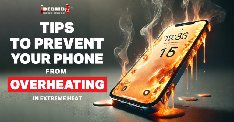 "Image illustrating tips to prevent your phone from overheating in extreme heat, including shade, ventilation, and app management strategies.
